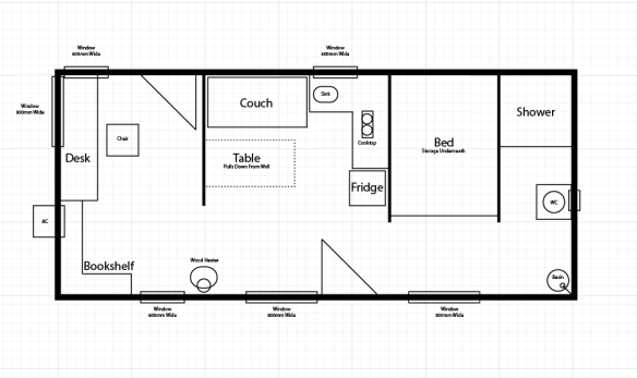 My tiny house design. At 21sq/m it isn't as tiny as some but it has everything we need without anything unnecessary. 